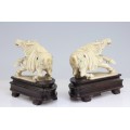 grup statuar " Qilin ". sculpturi in fildes. China pre-1940